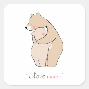 love mom/ mother bear/ Mother's Day/ sticker