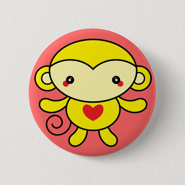 Love Monkey 6 Cm Round Badge (Front)