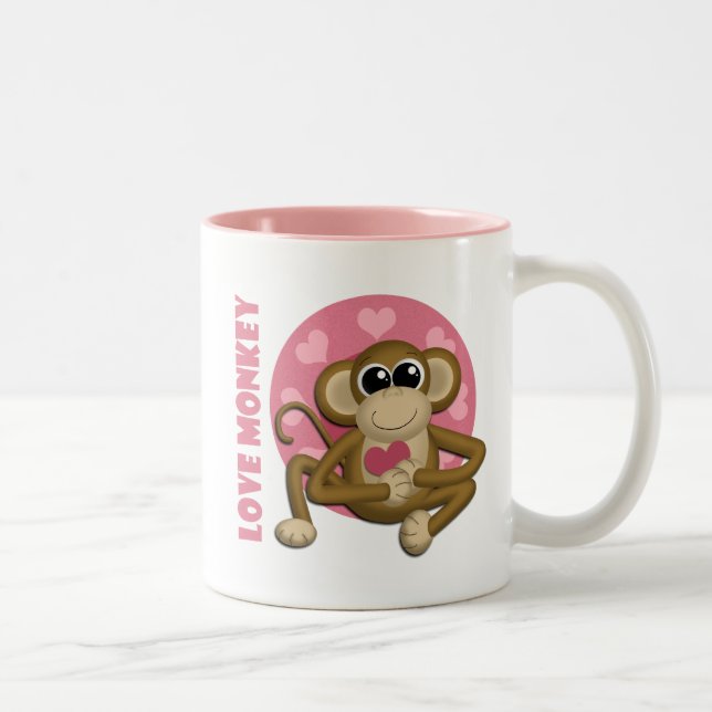 Love Monkey - Cute Monkey with Hearts Mug (Right)