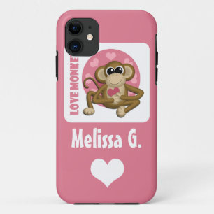 Love Monkey - Cute Personalised Pink iPhone 5 Case