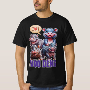 Love moo Deng Thai funny famous little baby hippo T-Shirt