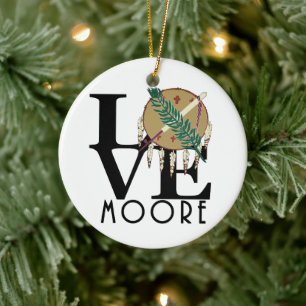LOVE Moore Oklahoma Ceramic Tree Decoration