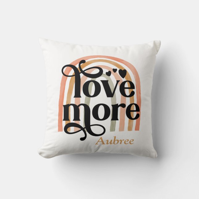 Love More Rainbow Personalised Cushion (Front)