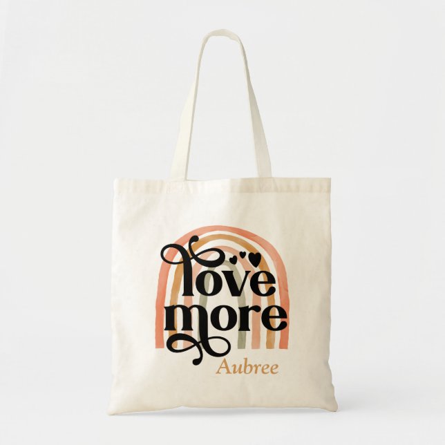 Love More Rainbow Personalised Tote (Front)
