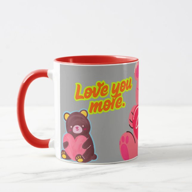 Love More Teddy Bear | Cute Couples Mug (Left)