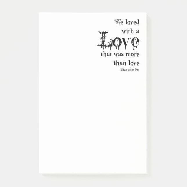 Love More Than Love Edgar Allan Poe Quote Post-it Notes (Front)