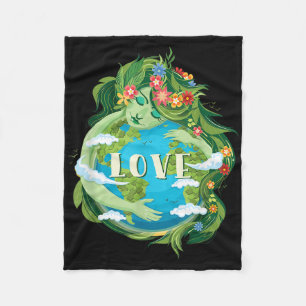 Love Mother Earth Day Save Our Planet Environment  Fleece Blanket