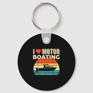Love motor boating boat captain pontoon lake key ring