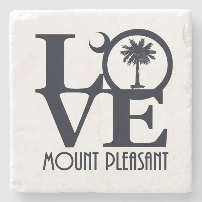 LOVE Mount Pleasant SC Stone Coaster (Front)