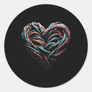 Love Mountain Climbing Rock Climber Heart Classic Round Sticker