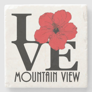 LOVE Mountain View Hawaii Stone Coaster
