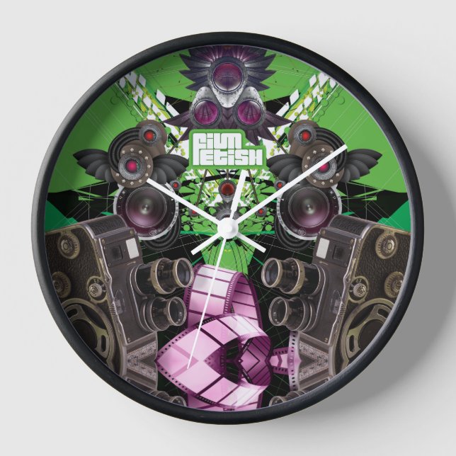 Love Movies Film Kung Fu Camera Cinema Wall Clock (Front)