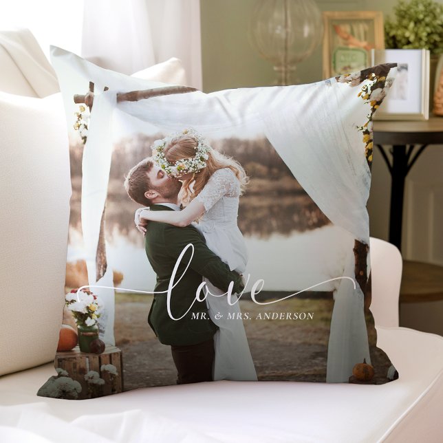 Love Mr. and Mrs. Wedding Photo Cushion (Creator Uploaded)