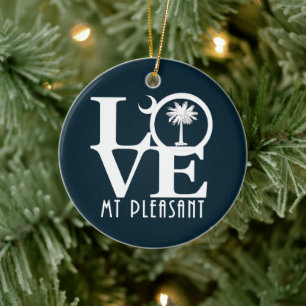 LOVE Mt Pleasant South Carolina Ceramic Tree Decoration