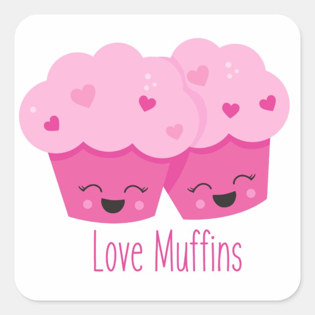 Love Muffins word art fun sticker (Front)