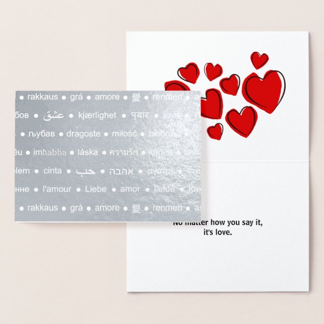 LOVE Multi-Language Custom Text Real Foil Card (Display)