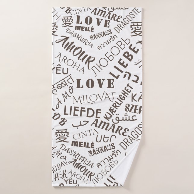 LOVE - Multi Language - Customisable International Bath Towel Set (Bath Towel)