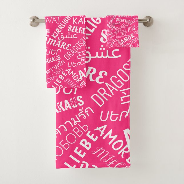 LOVE - Multi Language - Customisable International Bath Towel Set (Insitu)