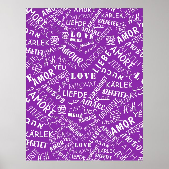 LOVE - Multi Language - Customisable International Poster (Front)