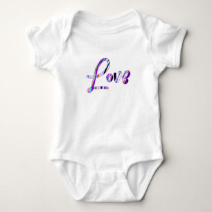 Love multicolor serif font text  baby bodysuit