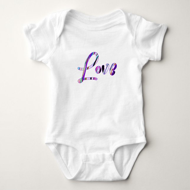 Love multicolor serif font text  baby bodysuit (Front)