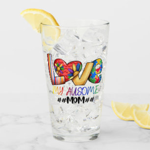 Love Mum Autism Awareness for Proud Moms Glass