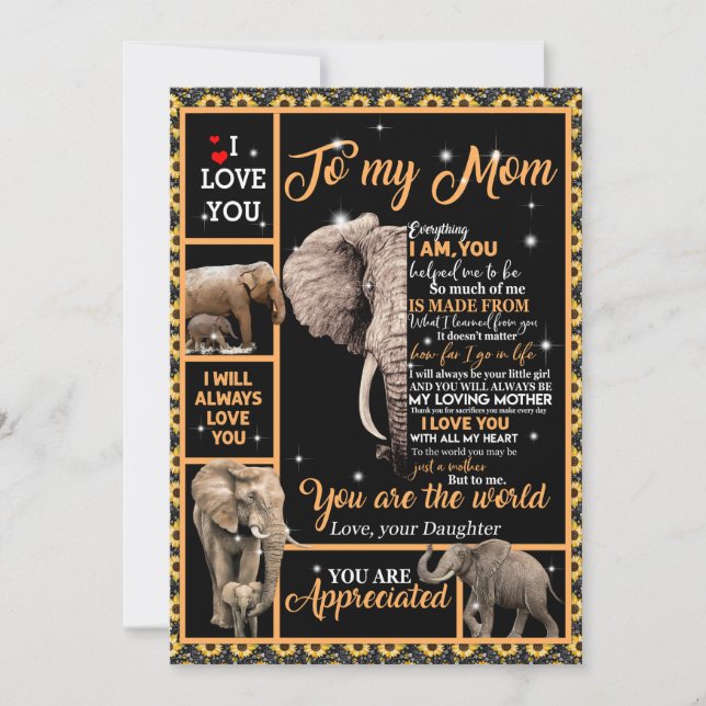 Love Mum | Letter To My Mum You Are The World Holiday Card (Front)