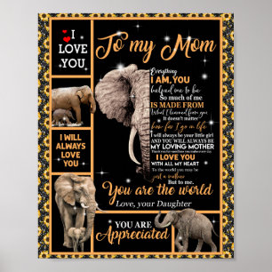 Love Mum   Letter To My Mum You Are The World Poster