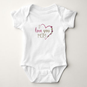 Love Mum Mothers Day Heart Baby Bodysuit