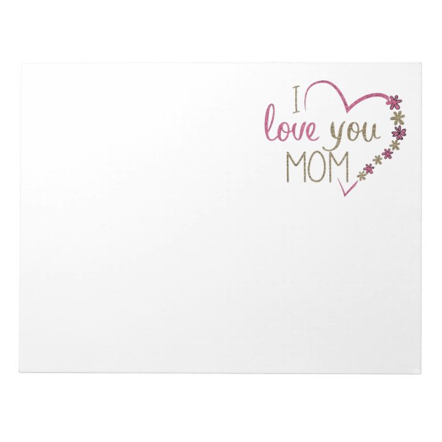 Love Mum Mothers Day Heart Notepad (Front)