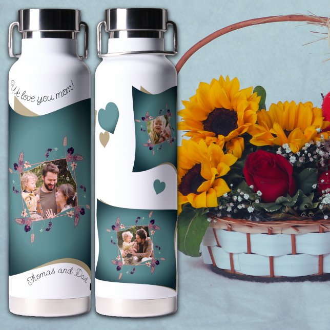 Love mum - multi photo collage water bottle (Creator Uploaded)