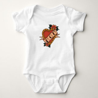 Love mum old school heart baby bodysuit