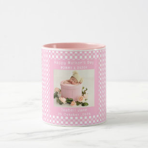 Love Mum Simple Elegant girly White & pink photo Mug