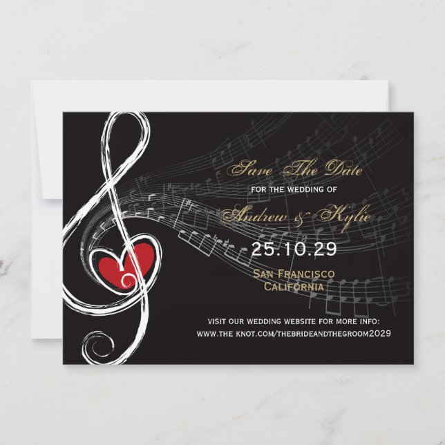 Love & Music Artist Photo Save The Date Card (Front)