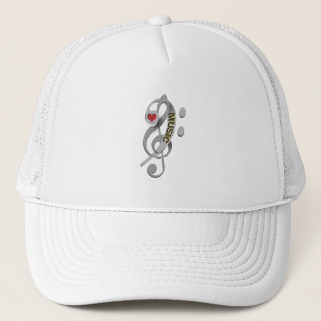 Love Music Clef Sculpture Trucker Hat (Front)