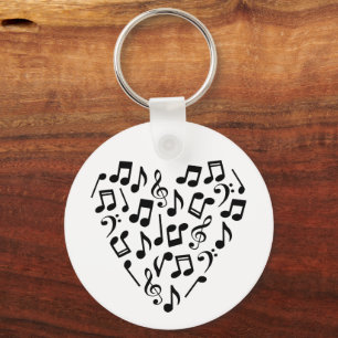 Love Music Heart of Music Notes Key Ring