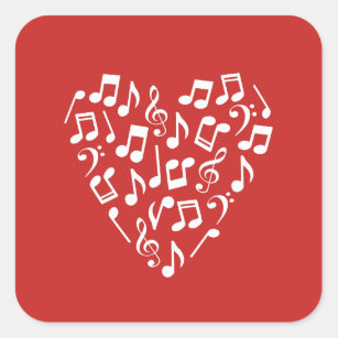 Love Music Heart of Music Notes Square Sticker