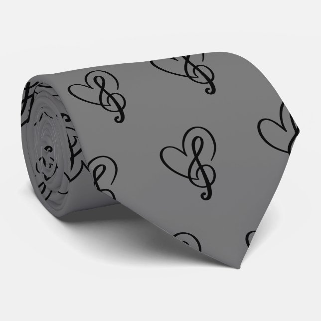 Love Music Heart Treble Clef Logo Tie (Rolled)