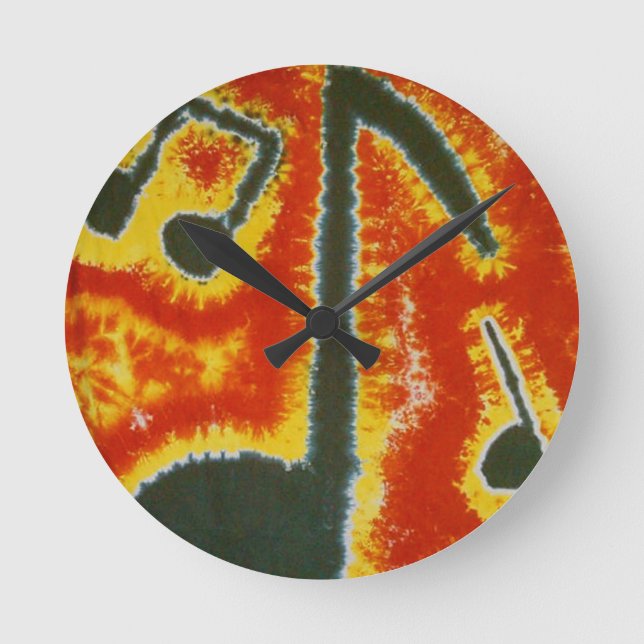 Love Music Notes Tie Dye Round Clock (Front)
