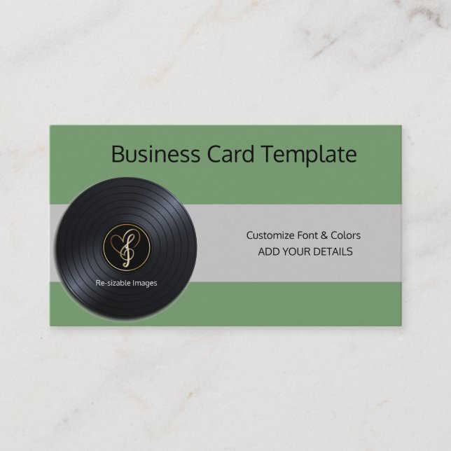 Love Music Notes Vinyl Record Business Card (Front)