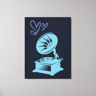 Love Music Old School Gramophone Canvas Print