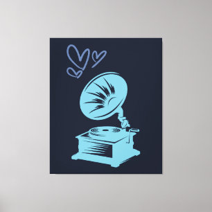 Love Music Old School Gramophone Canvas Print