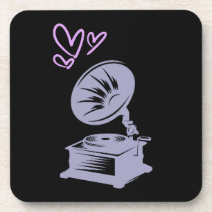 Love Music Old School Gramophone Coaster