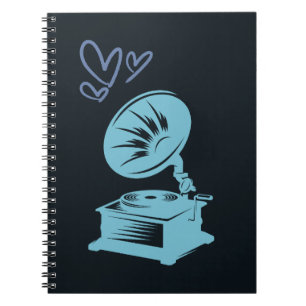 Love Music Old School Gramophone Notebook