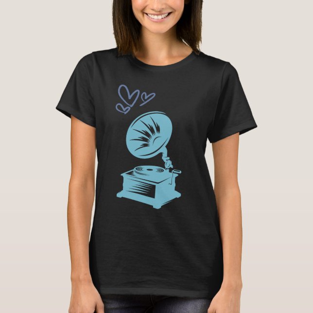 Love Music Old School Gramophone T-Shirt (Front)