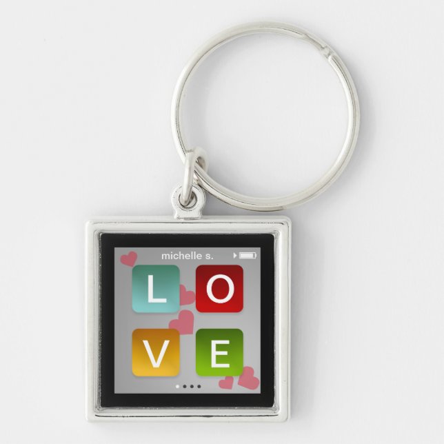 LOVE music player key fob ring ipod touch inspired (Front)