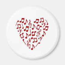 Love Music Red Music Notes Heart Magnet