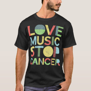 Love Music Stop Cancer  St Jude Breast Cancer funn T-Shirt