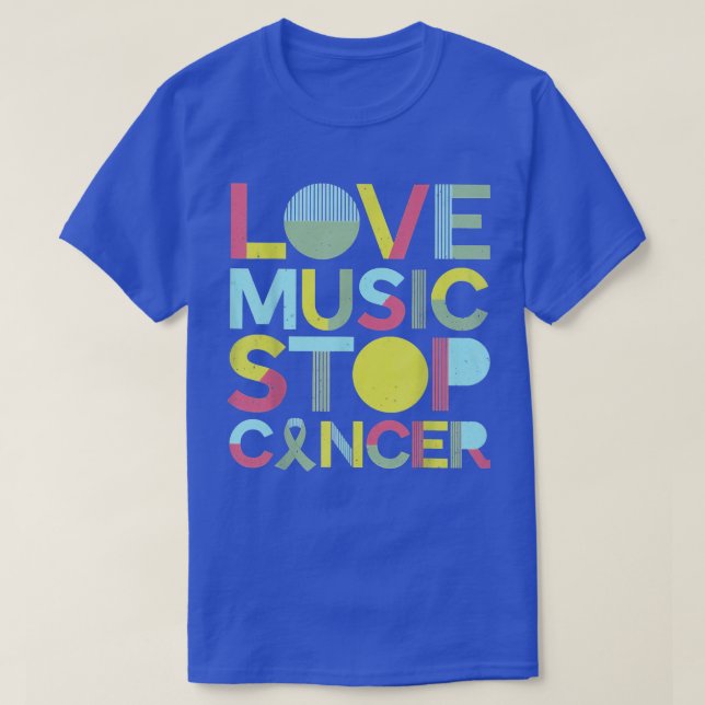 Love Music Stop Cancer St Jude Music  T-Shirt (Design Front)