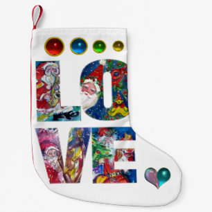 LOVE MUSICAL SANTA CHRISTMAS PARTY SMALL CHRISTMAS STOCKING